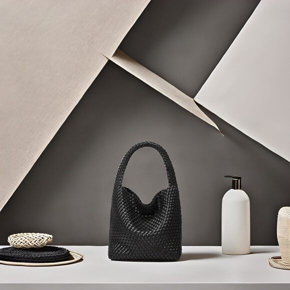 Modern Woven Bags For Bag Purse: Vegan Textured Strap Handbags Medium Beach Ba - Picture 8 of 9